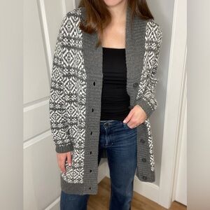 Grey & White Patterned Cardigan